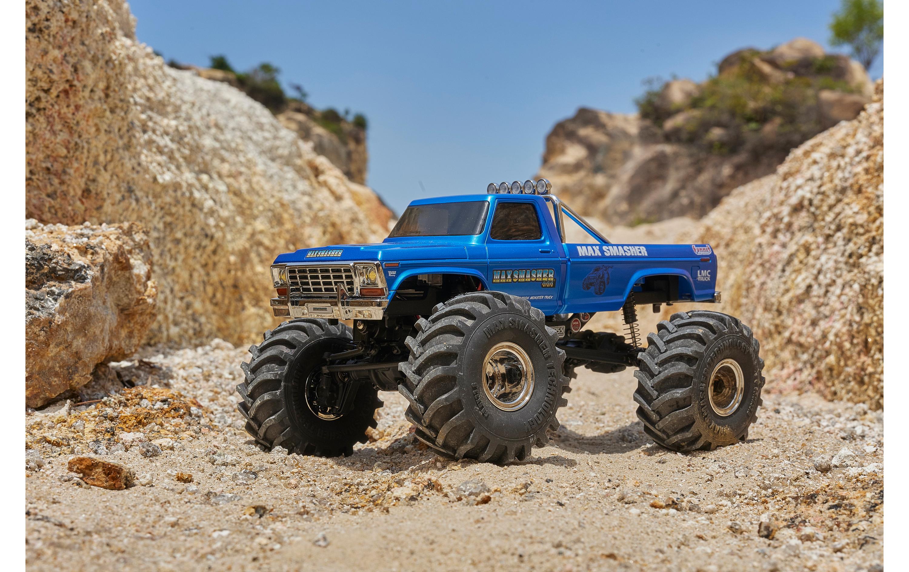 Monster Truck FCX24 Max Smasher 4x4, Blau RTR, 1:24<br>Micro Monstertruck mit 2-Gang Getriebe und Portalachsen