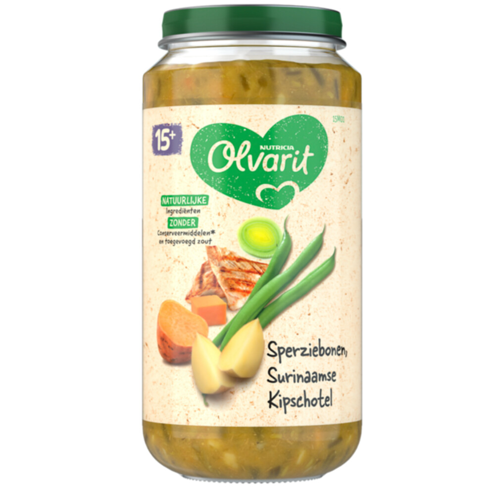 6x Olvarit Maaltijd 15m Sperziebonen Surinaamse Kipschotel250 gr