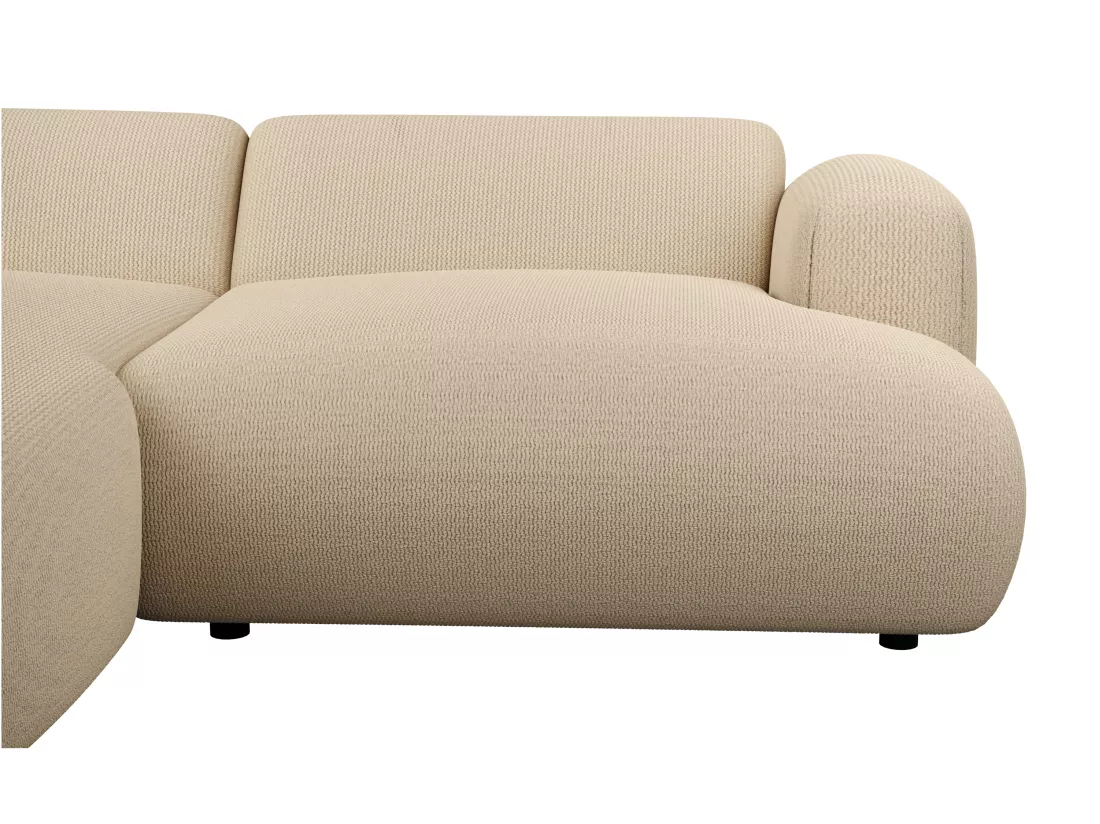 Canapé d'angle gauche en tissu texturé beige POGNI de Maison Céphy
