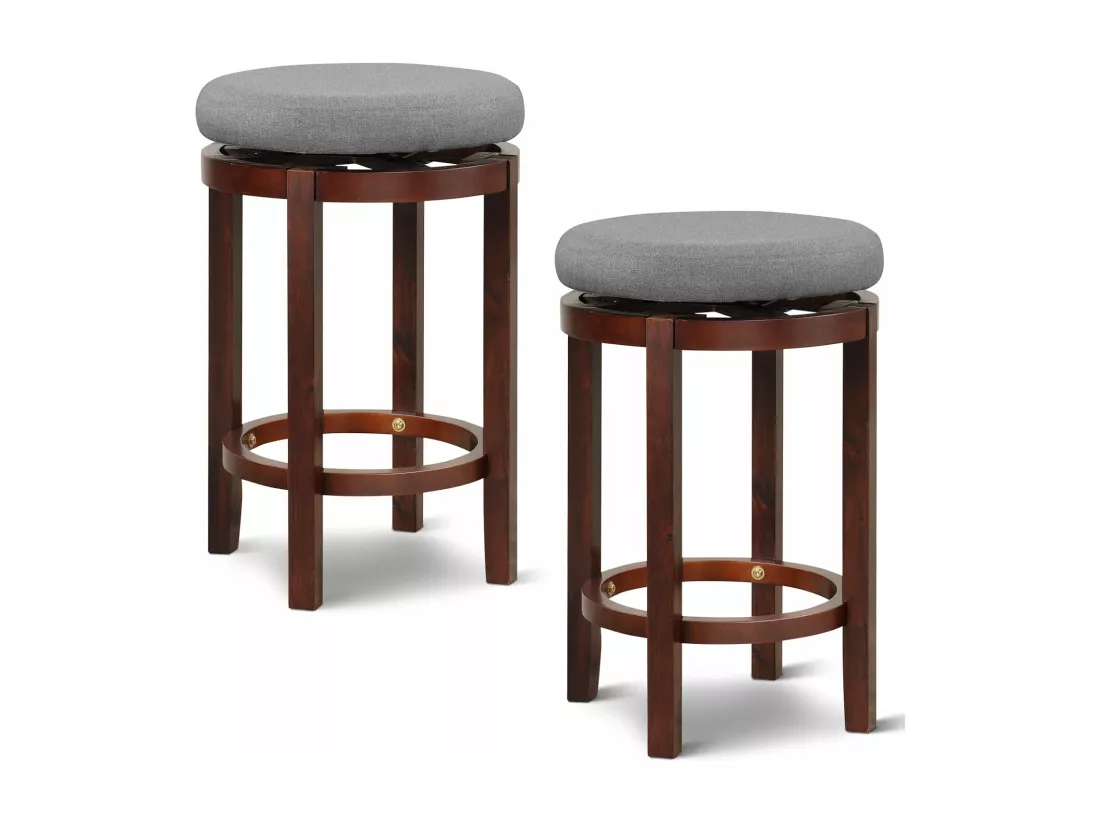 Tabouret bar lot de 2 en lin, chaise de bar pivotant avec repose-pieds