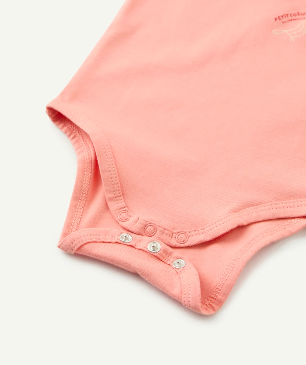 lot de 3 bodys bébé en coton bio rose et écru thème toucan