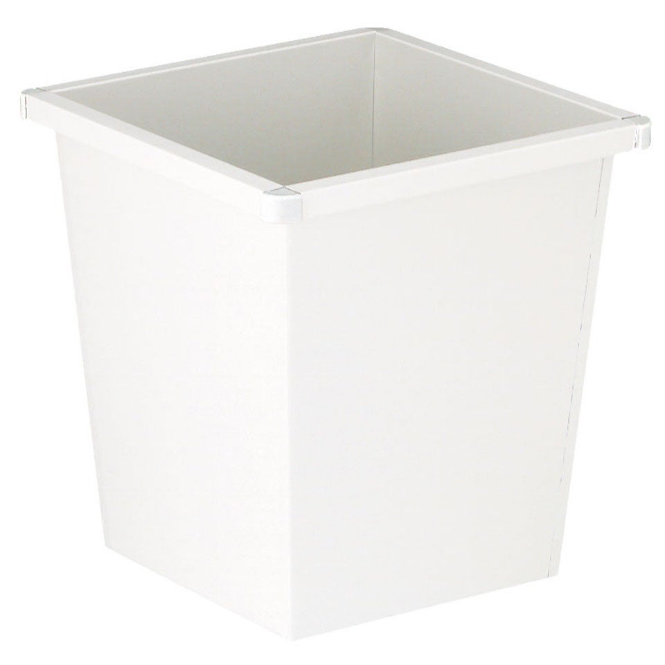 PROREGAL Vierkante metalen afvalbak met kunststof hoekbeschermers, 27 liter, HxBxD 36,1 x 34,2 x 34,3 cm, wit