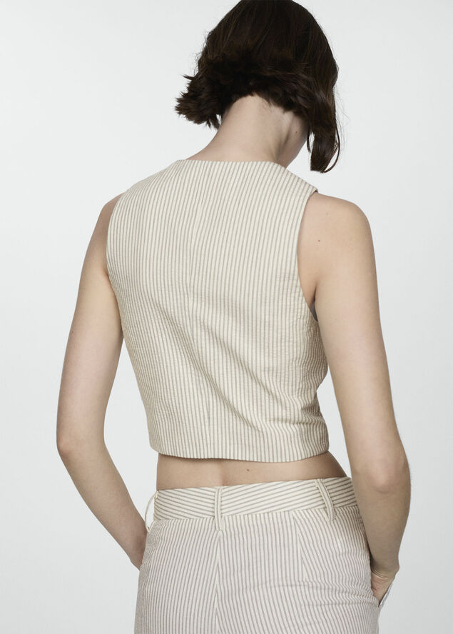 MANGO Striped gilet Light beige