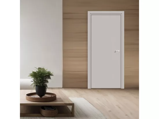 Bloc-porte Miro avec poignée Exclusive grise, H.204 x l.83 cm, aspect cuir argile