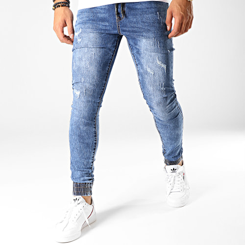 Jogger Pant Skinny Jeans Avec Dechirures LC20180426-1D Denim Bleu Medium