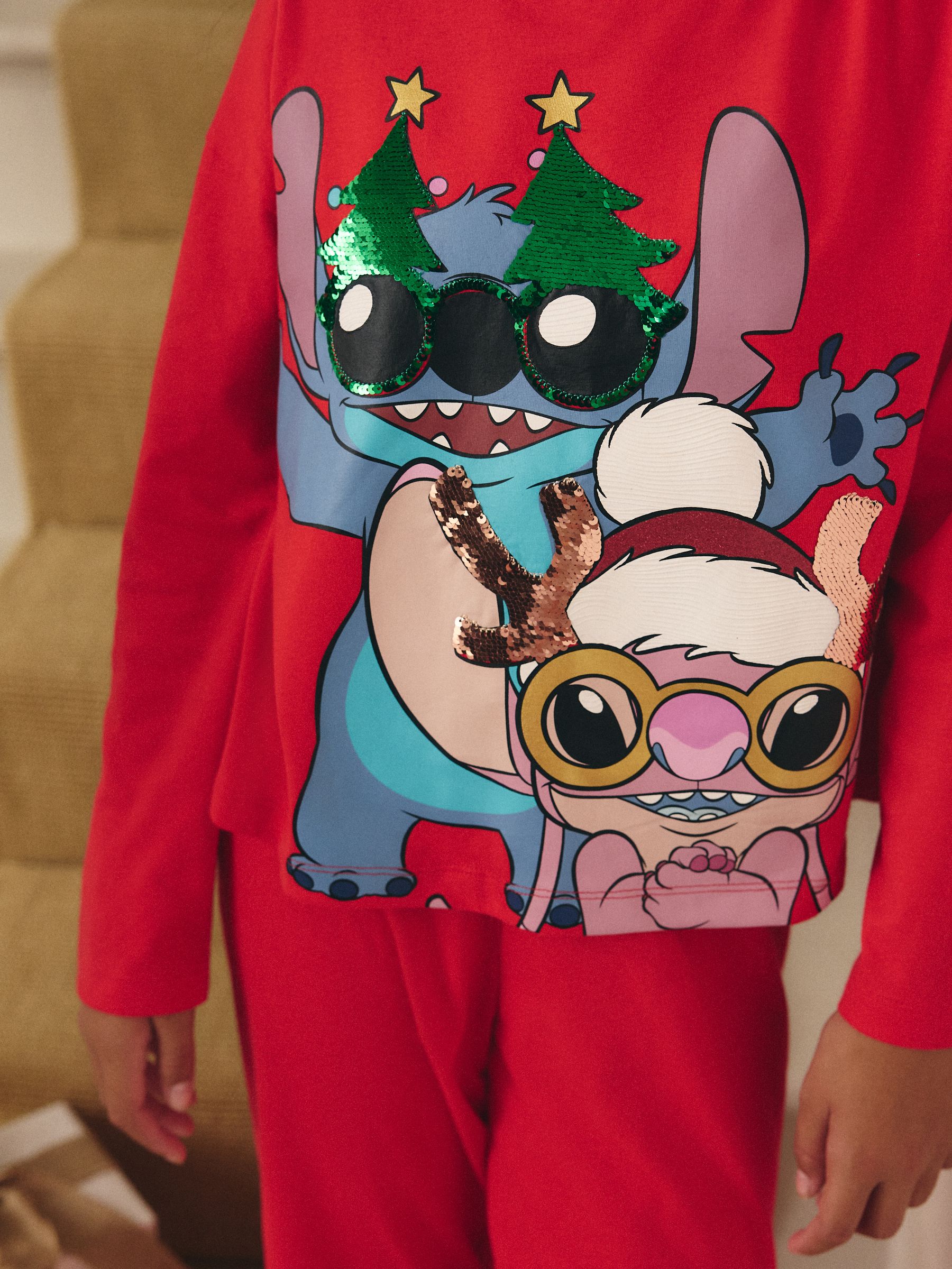 Rood - Lilo en Stitch Kerstmis Pyjama's (3-14jaar)