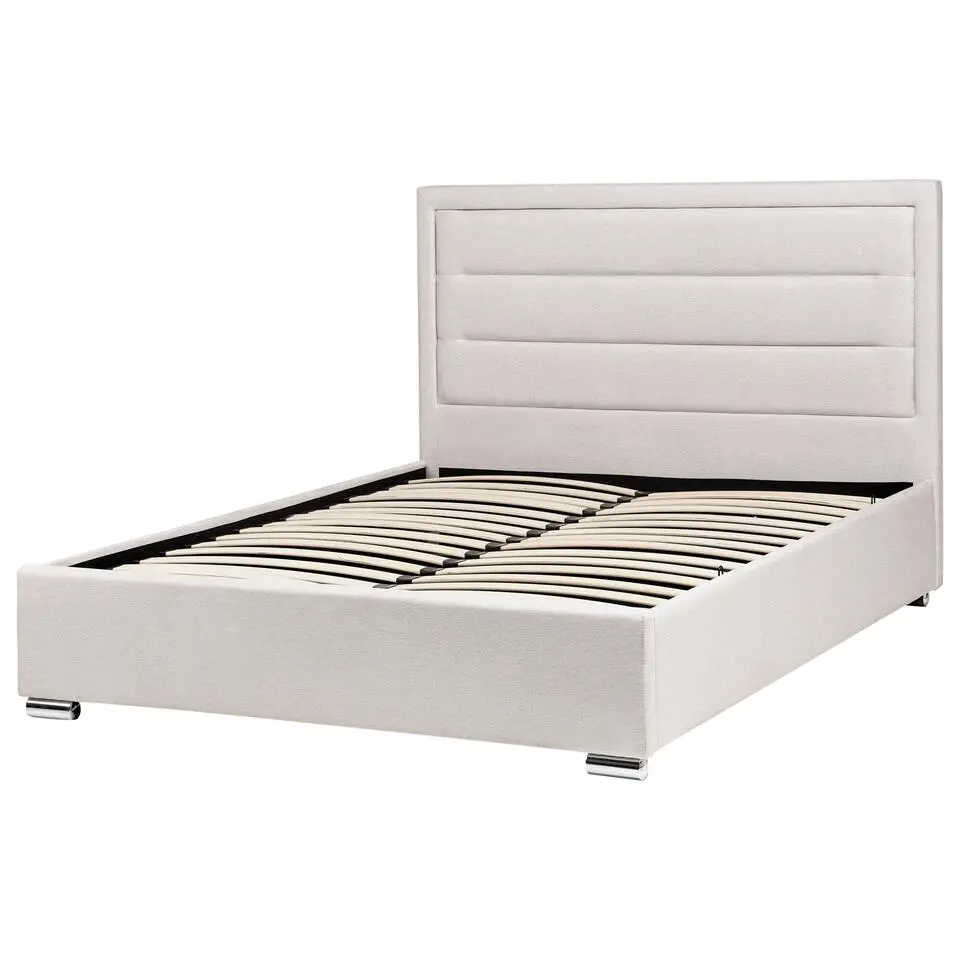 ROUEN - Bed met opbergruimte - Lichtbeige - 140 x 200 cm - Polyester