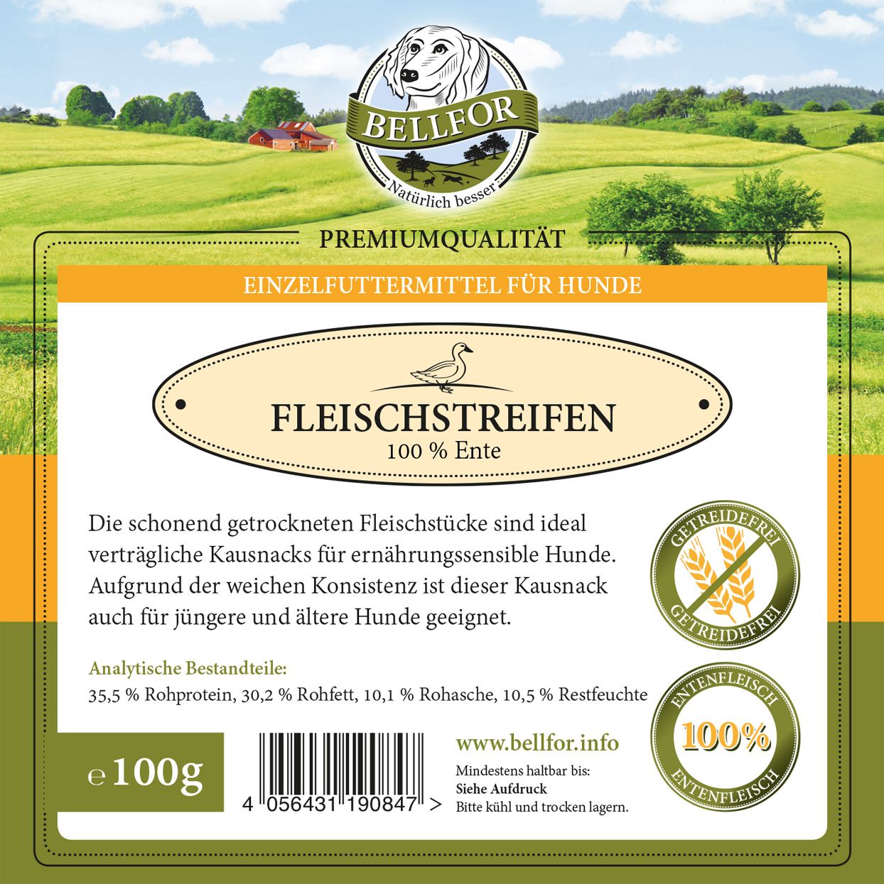 Bellfor Sparset Nr. 3 - Wiesen-Schmaus + Fleischstreifen Truthahn + Fleischstreifen Ente