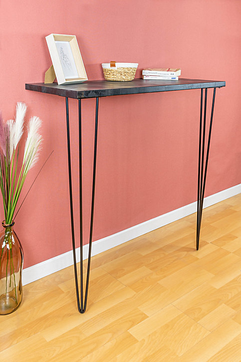 Pied de meuble en triangle en acier noir Interges H. 87 cm
