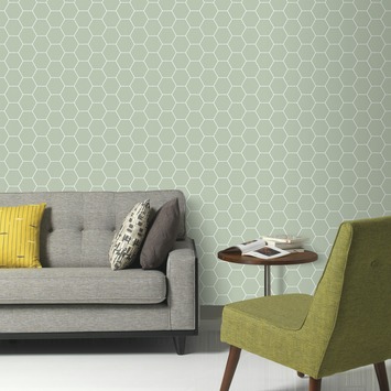 Vliesbehang Honingraat groen 101811