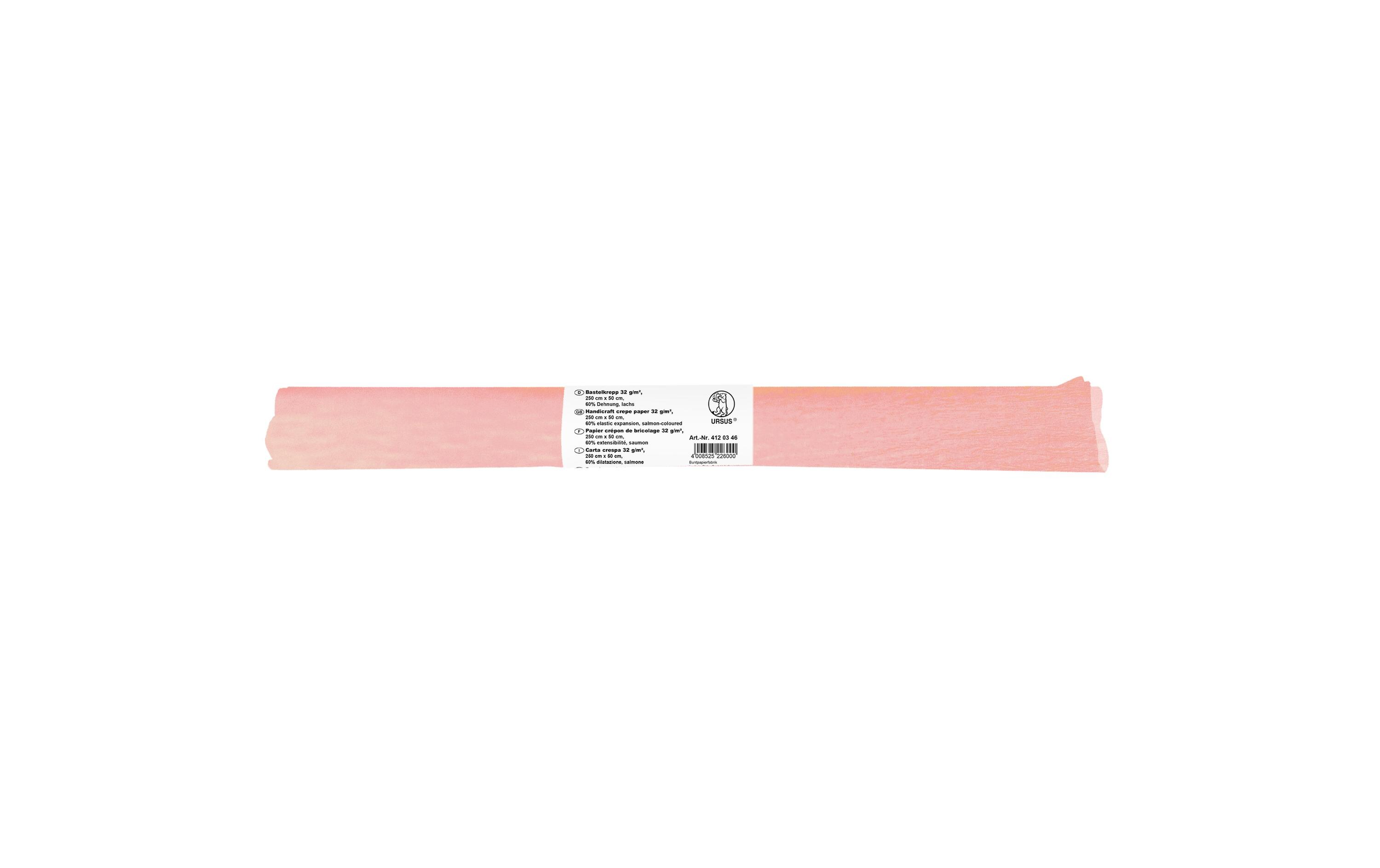 Krepppapier 50 cm x 2.5 m, 32 g/m², LachsBastelkrepp auf der Rolle