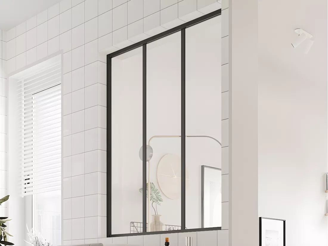 Verrière atelier en aluminium thermolaqué - 90x105 cm - Noir - BAYVIEW