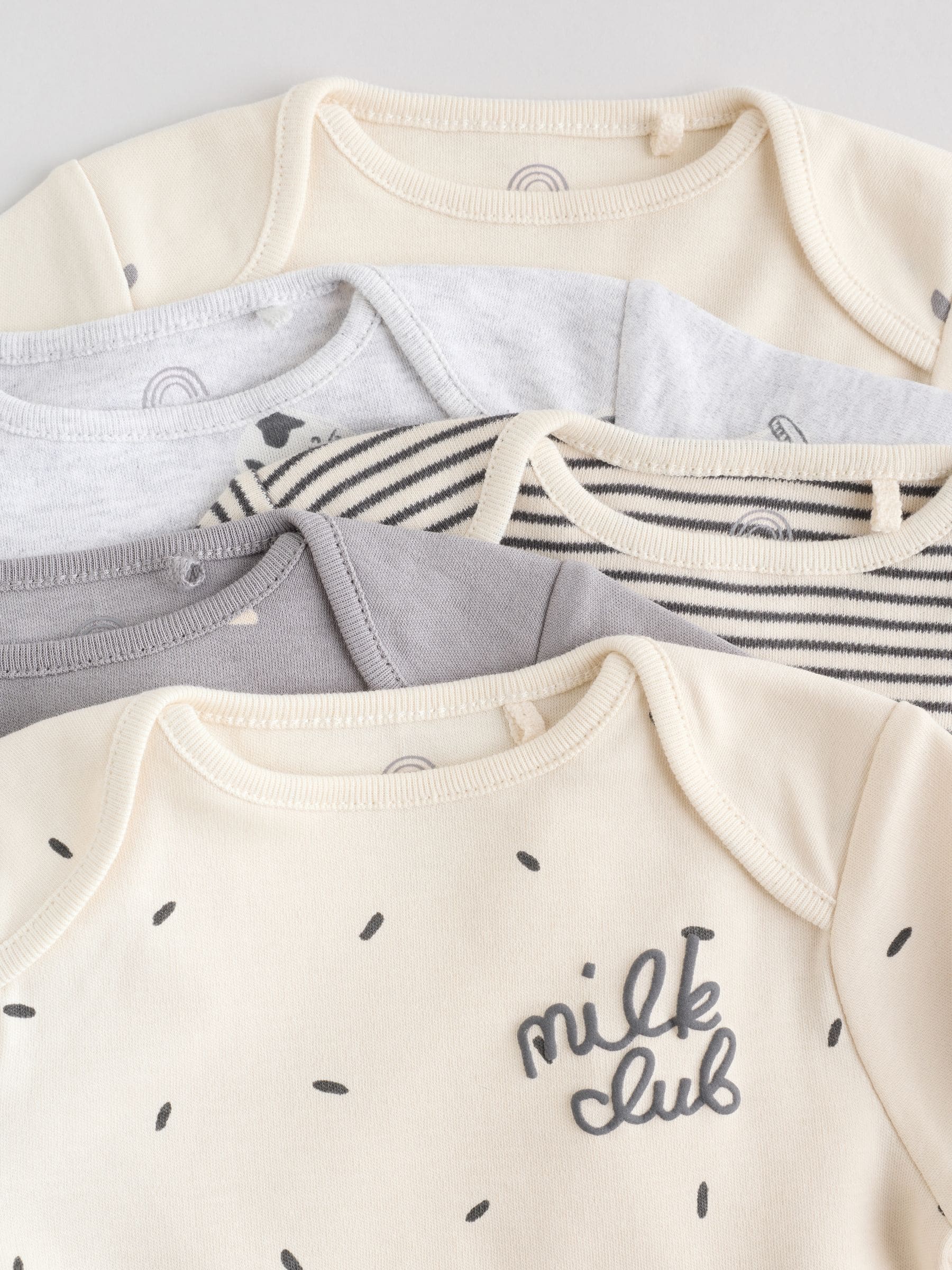 Monochroom - Set van 5 rompers met lange mouwen