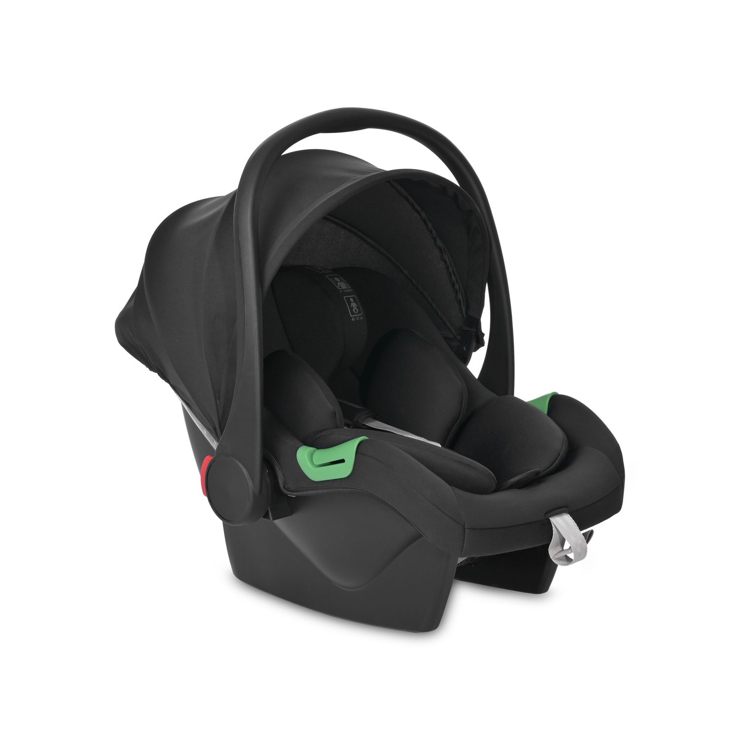 Lorelli Babyschale i-Size Spirit (40 - 87 cm) verstellbare Kopfstütze, Faltdach schwarz
