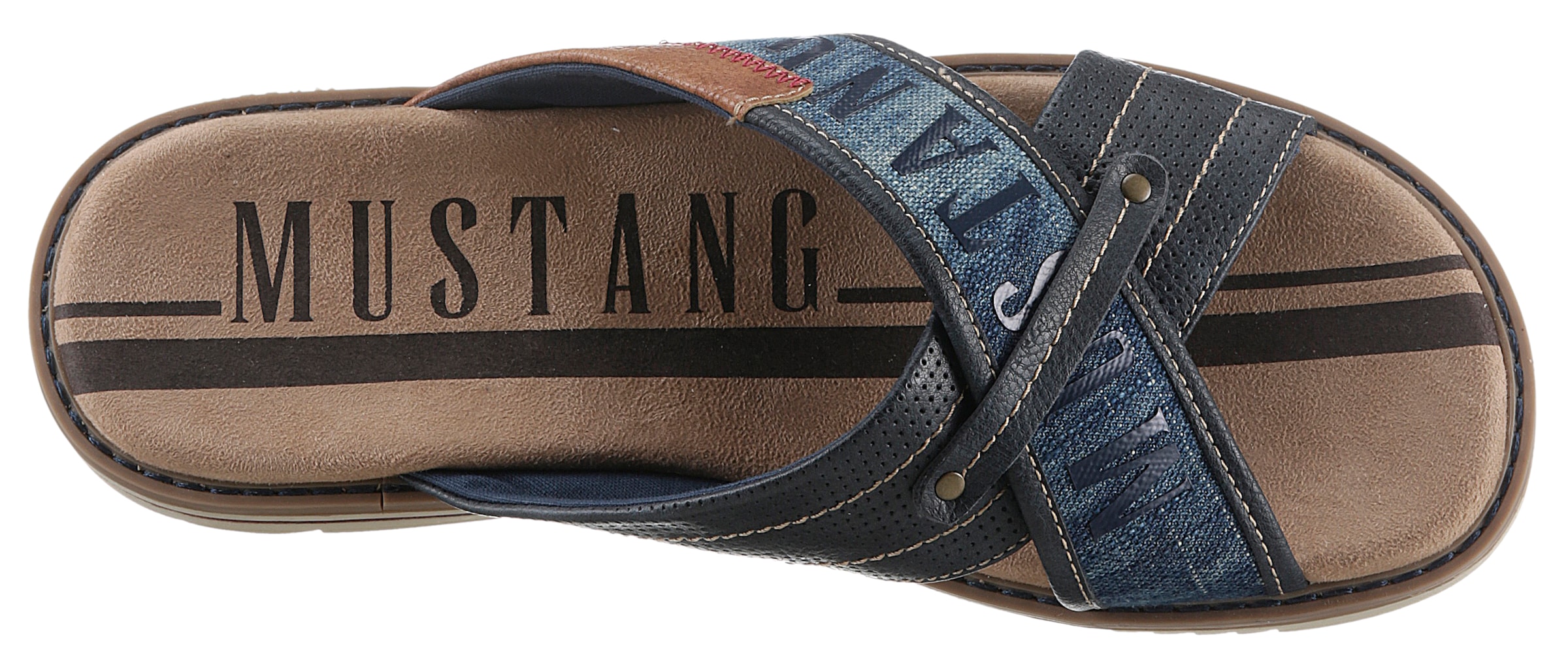 Mustang Shoes Pantolette  , Sommerschuh, Schlappen, Poolslides, mit auffälligem Logoschriftzug