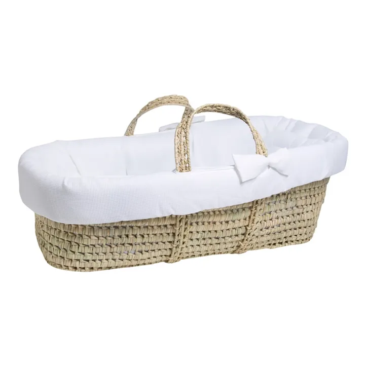 Tartine et Chocolat Couffin tressage feuilles de palme 85x50 cm | Blanc