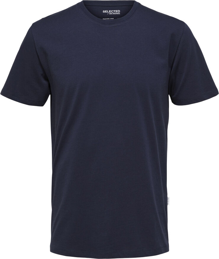 Selected Homme SLHASPEN SS O-NECK TEE W NOOS Blå