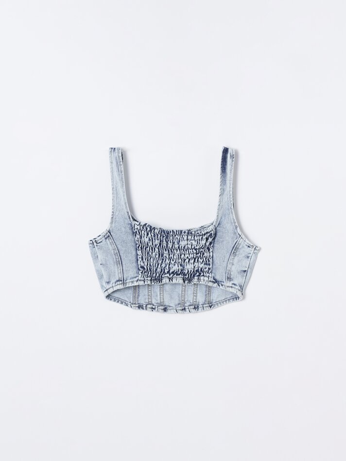 Top cropped jeans - Azul