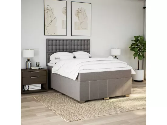 Sommier à lattes de lit avec matelas Taupe 160x200 cm Tissu