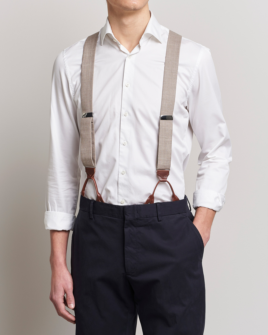 Albert Thurston Linen Braces Beige