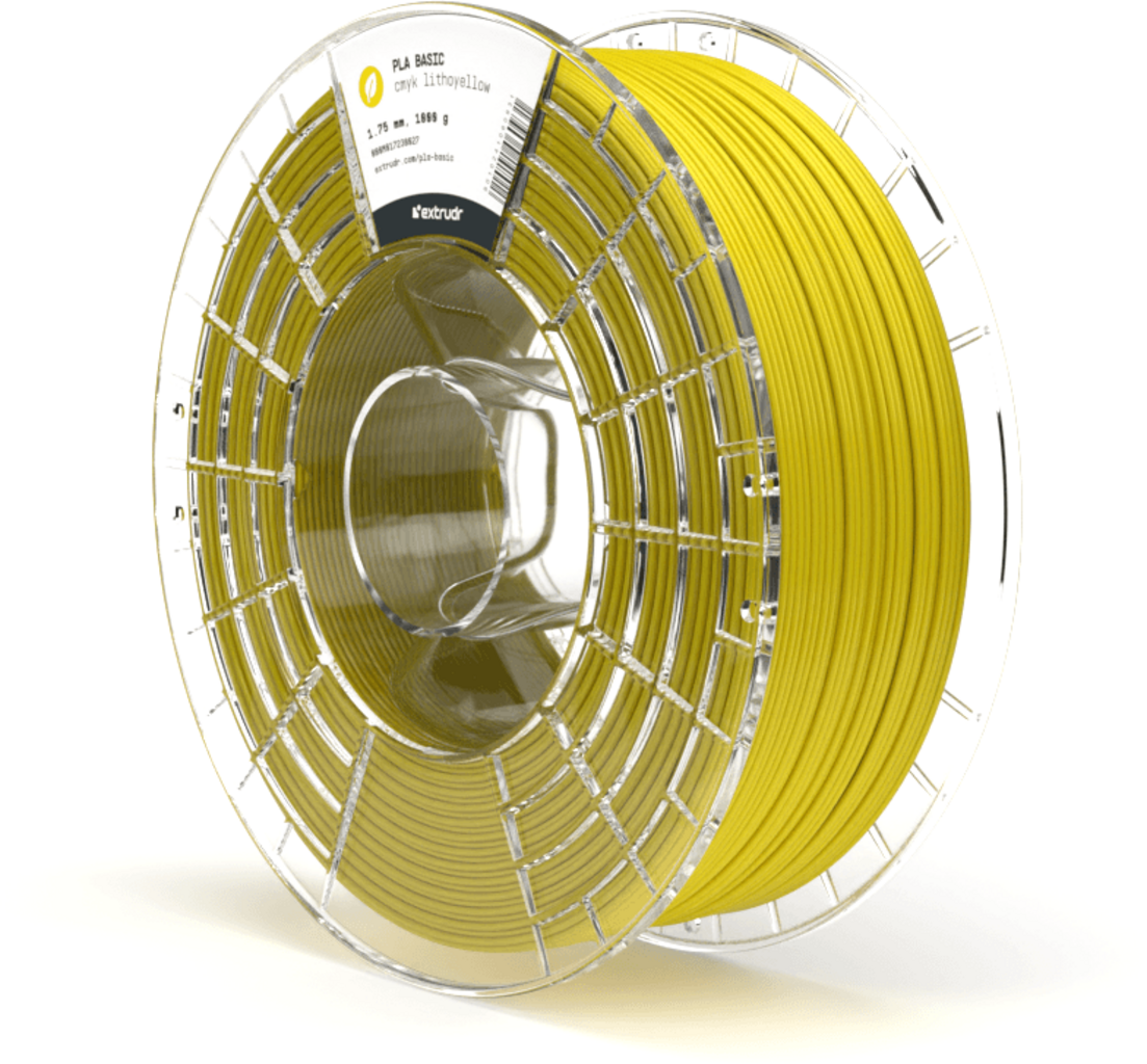Extrudr  PLA Basic CMYK Lithogelb, 1,75 mm / 1000 g    Technisches PLA für brillante Ergebnisse in Lithogelb
