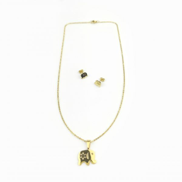 Conjunto Colar e Brincos Elefante Dourado - 99905A03 Dourado