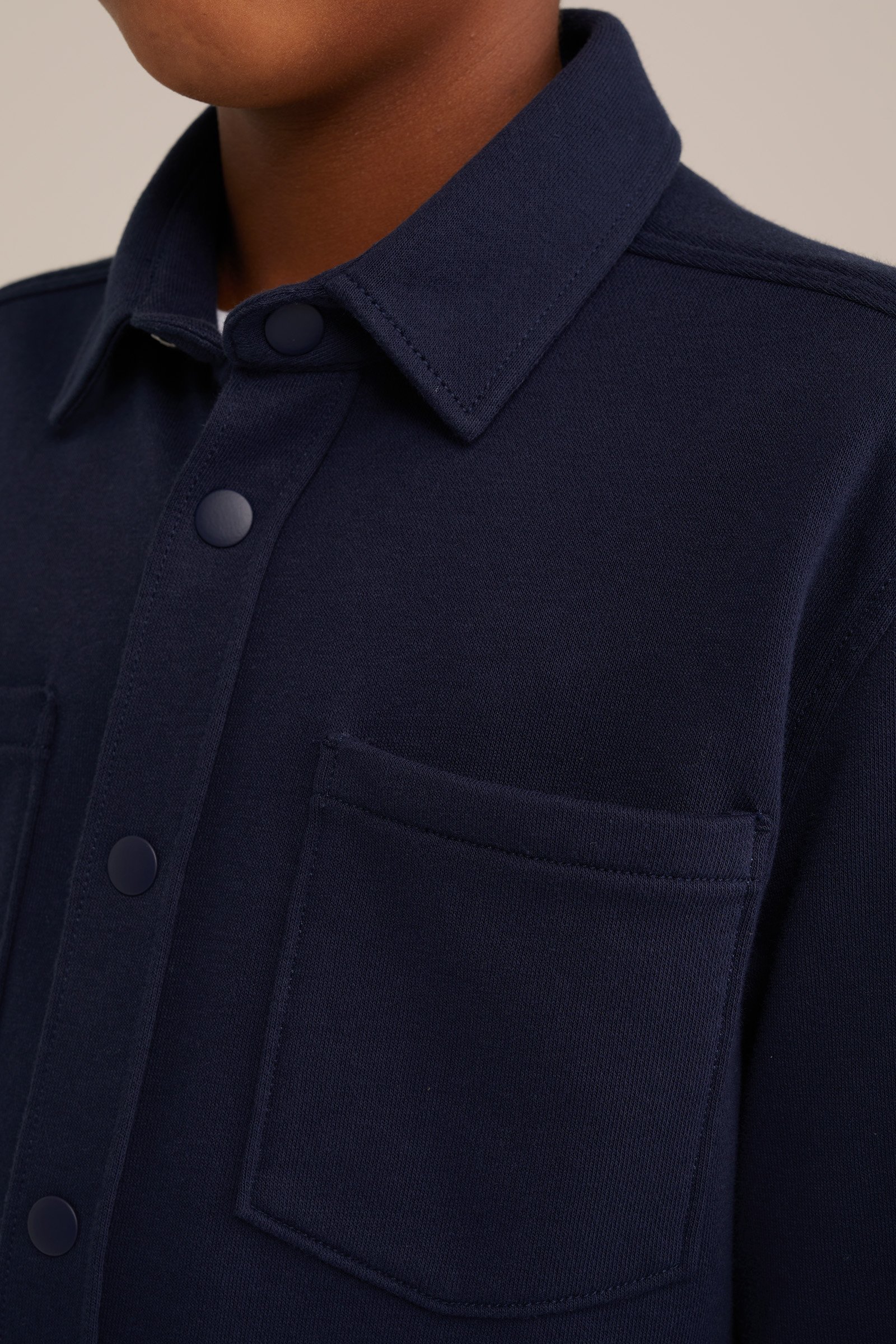 Jongens gebreid smart overshirt van katoenmix WE Fashion Donkerblauw