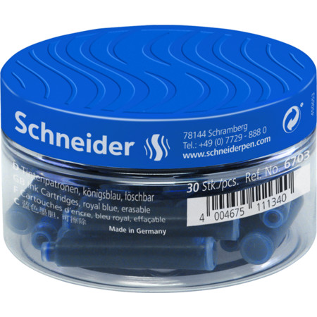 Schneider Tintenpatronen 30 Stück Tintenpatronen Runddose - blau