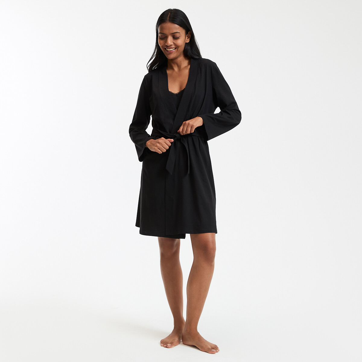 LA REDOUTE COLLECTIONS<br>Roupão liso em jersey de algodão