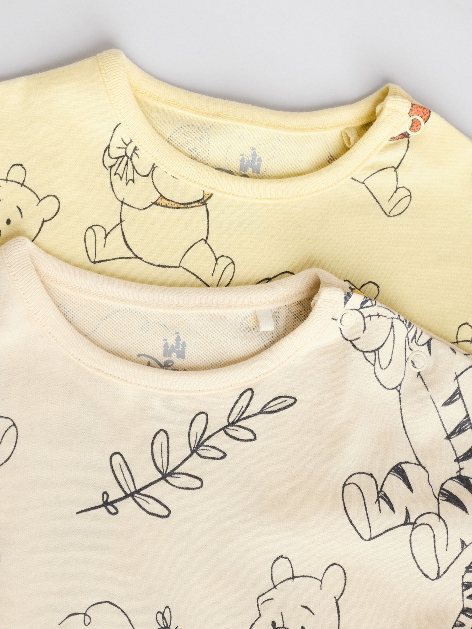 Geel/wit - 2 Pack Printed Winnie The Pooh Baby Rompers