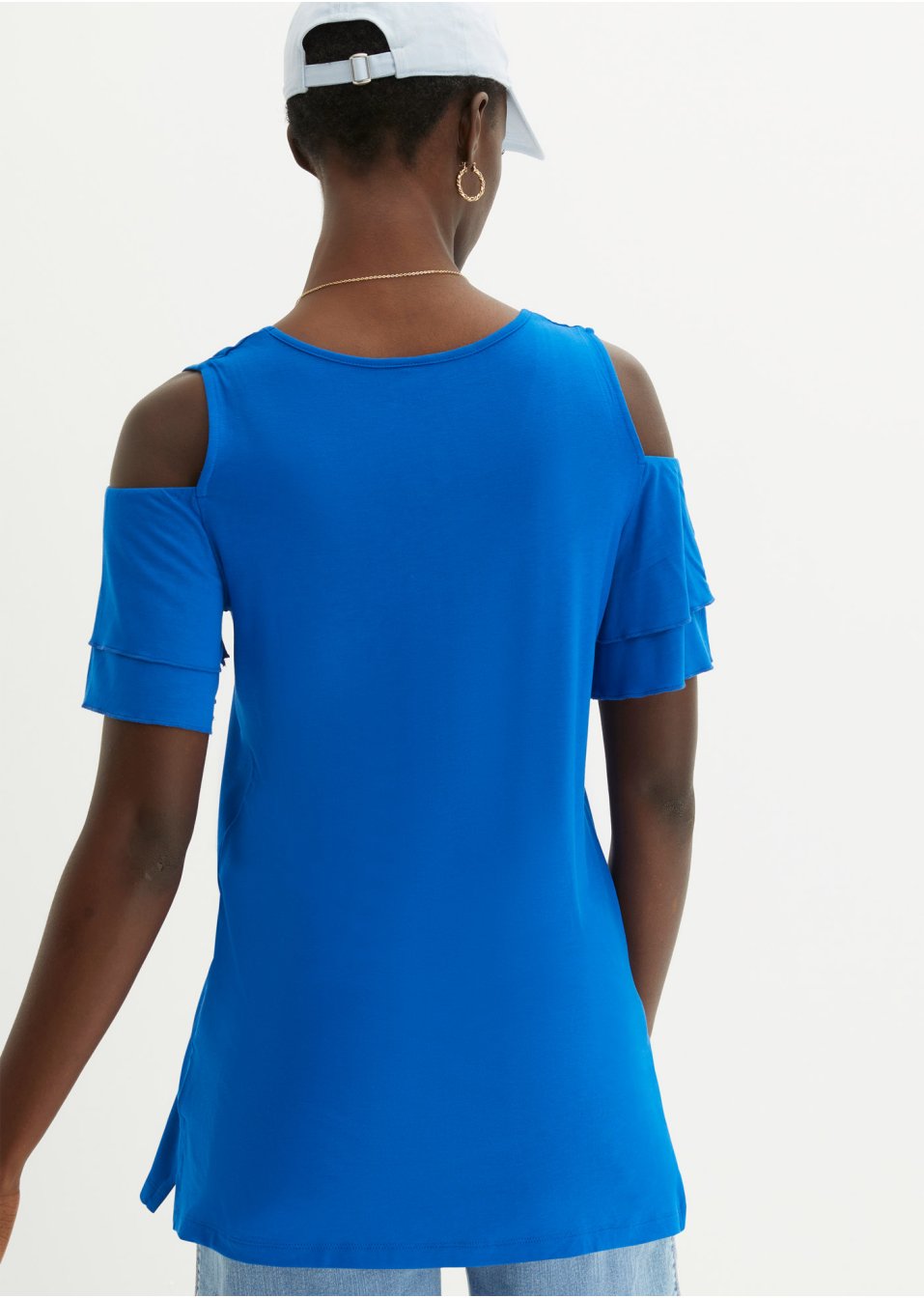 T-shirt à découpe avec manches papillon en viscose