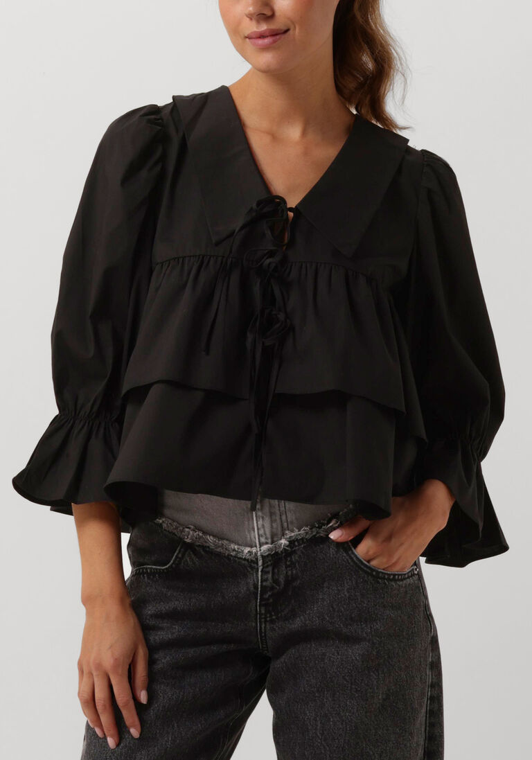 zwarte co'couture blouses co crisp collor blouse