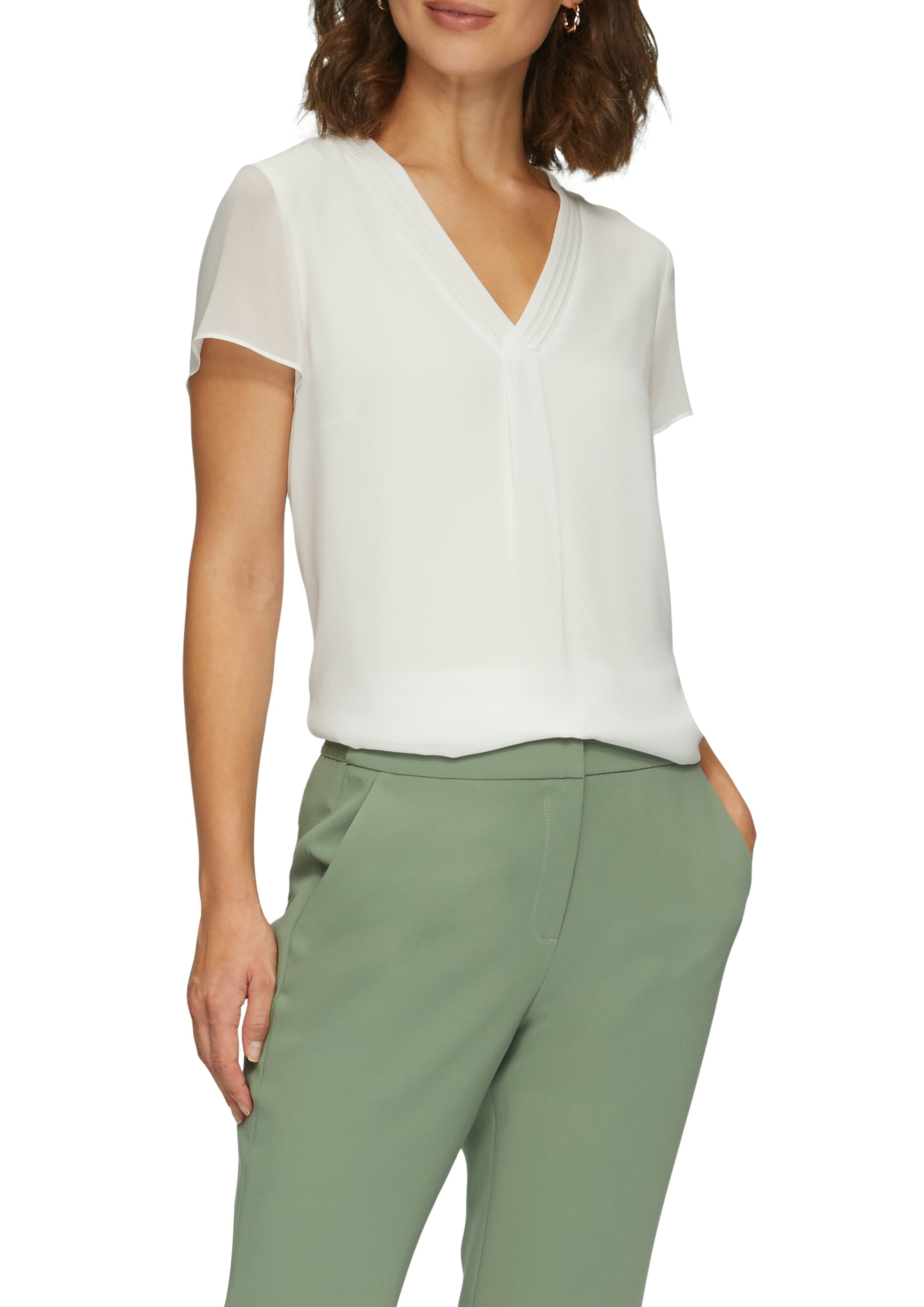 s.Oliver BLACK LABEL Shirtbluse , in Doppel-Layer-Optik und mit V-Ausschnitt