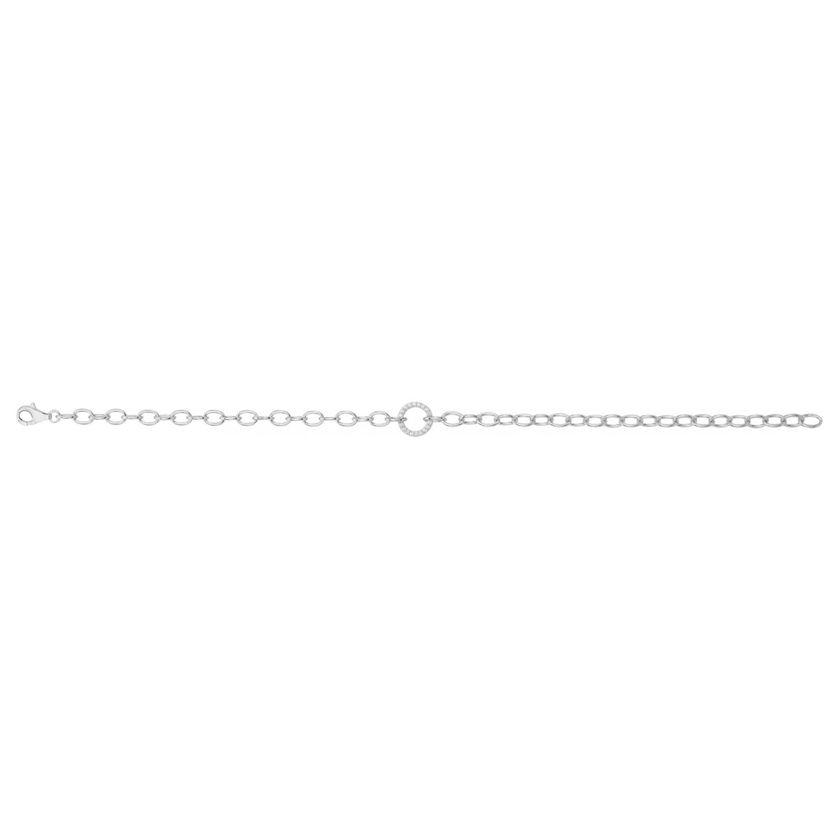 Bracelet souple mono-motif en Argent avec oxyde de zirconium blanc