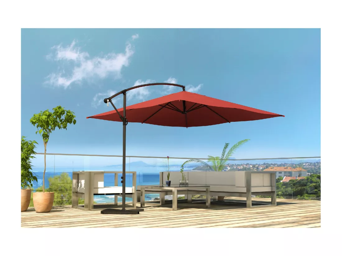 Parasol carré 3x3m terracotta SOLENZARA