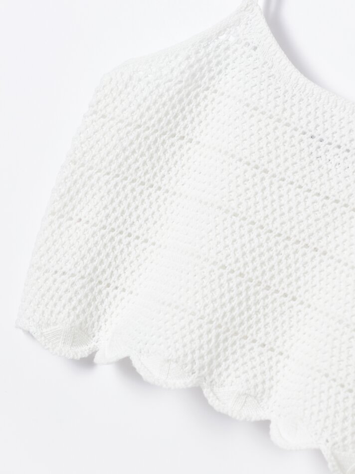 Top cropped de tricô - Branco
