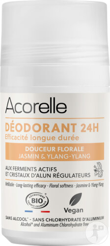 Acorelle Déodorant Roll-On 24h Efficacité Longue Durée Douceur Florale Bio 50ml