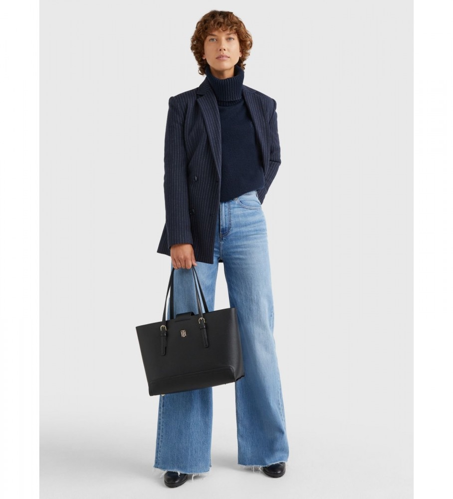 Bolsa tote média Tommy Hilfiger Timeless, preta.