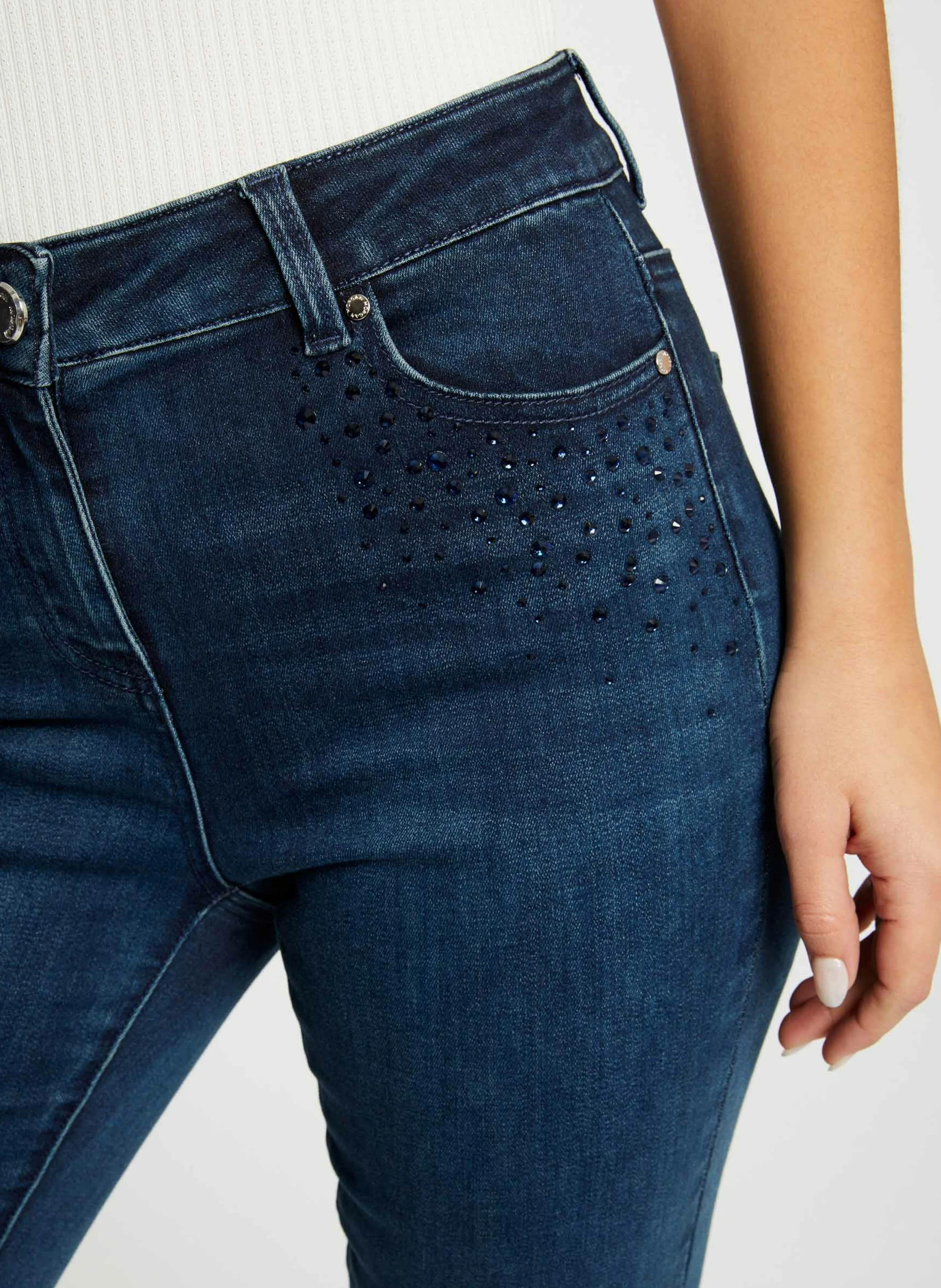 PELO - Jean slim taille haute en coton mélangé | Bleu