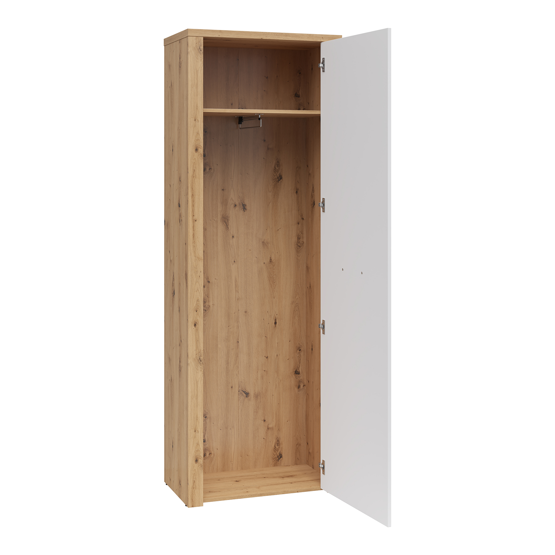 Garderobenschrank - Artisan Eiche - weiß - 70 cm breit