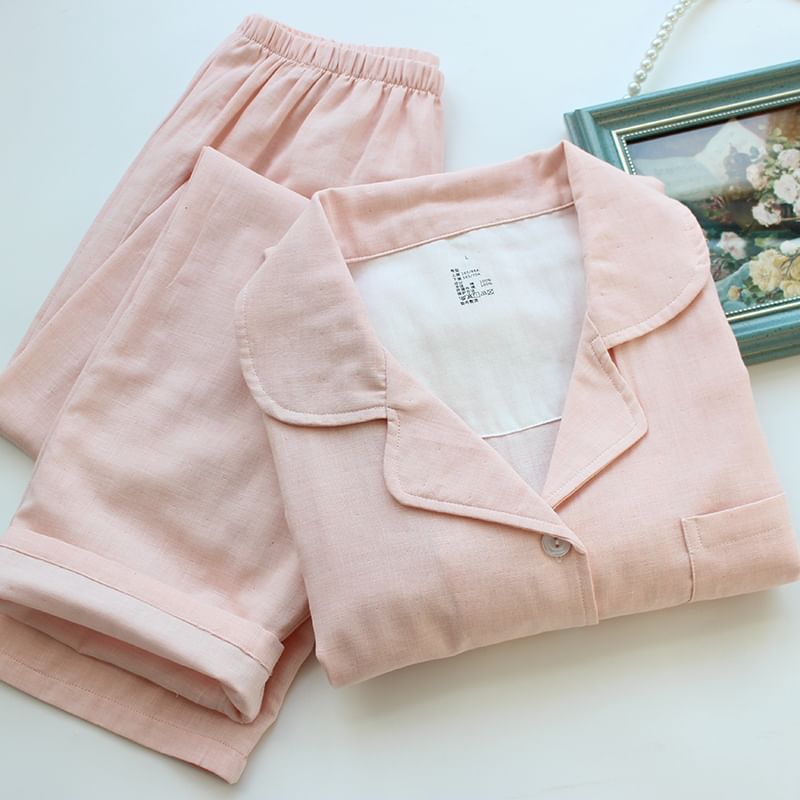 Dogini - Bijpassende pyjamaset voor koppels: effen top met lange mouwen + broek