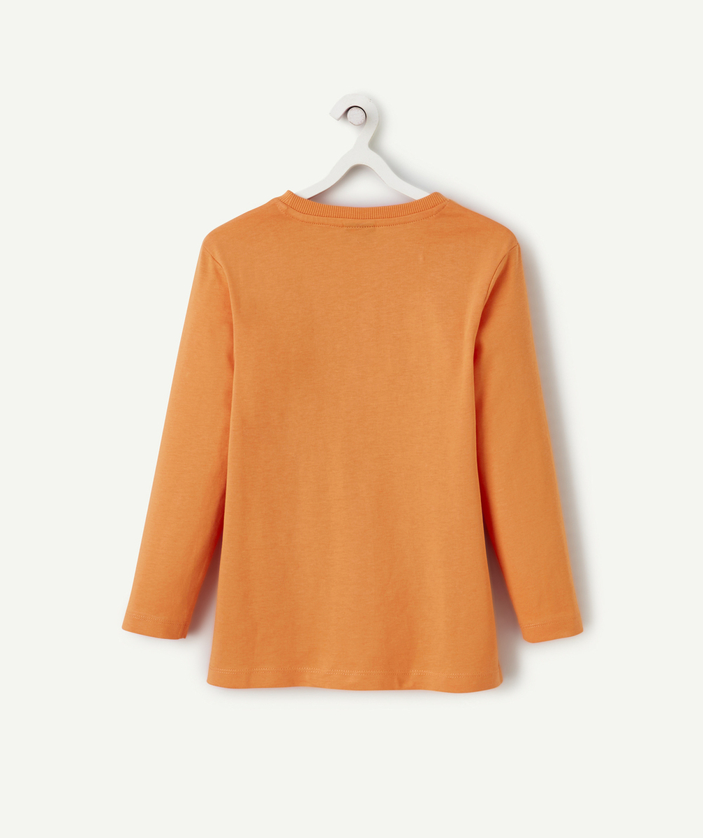 T-SHIRT MANCHES LONGUES GARÇON 100% COTON ORANGE THÈME SKATE