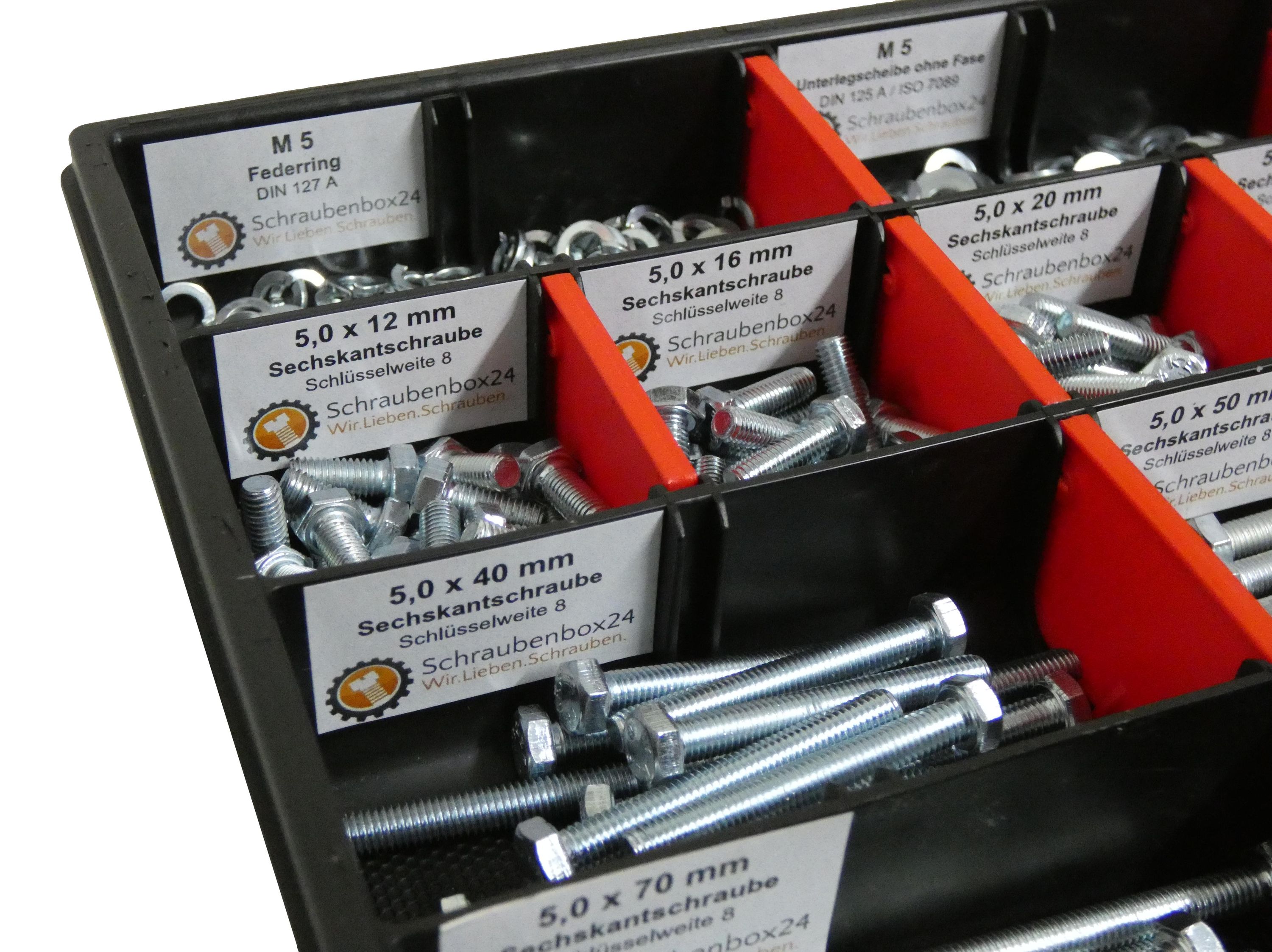 480 tlg Sechskantschrauben Sortiment mit Muttern Unterlegscheiben Federringen M6 // 12mm-80mmSchrauben Set
