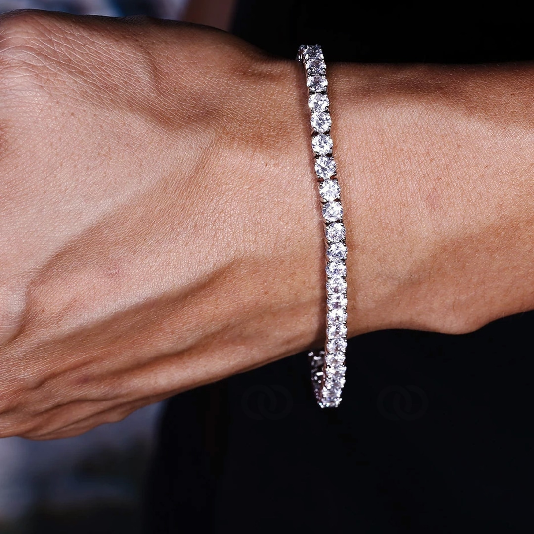 4mm Tennisarmband Weiss vergoldet mit Zirkonia