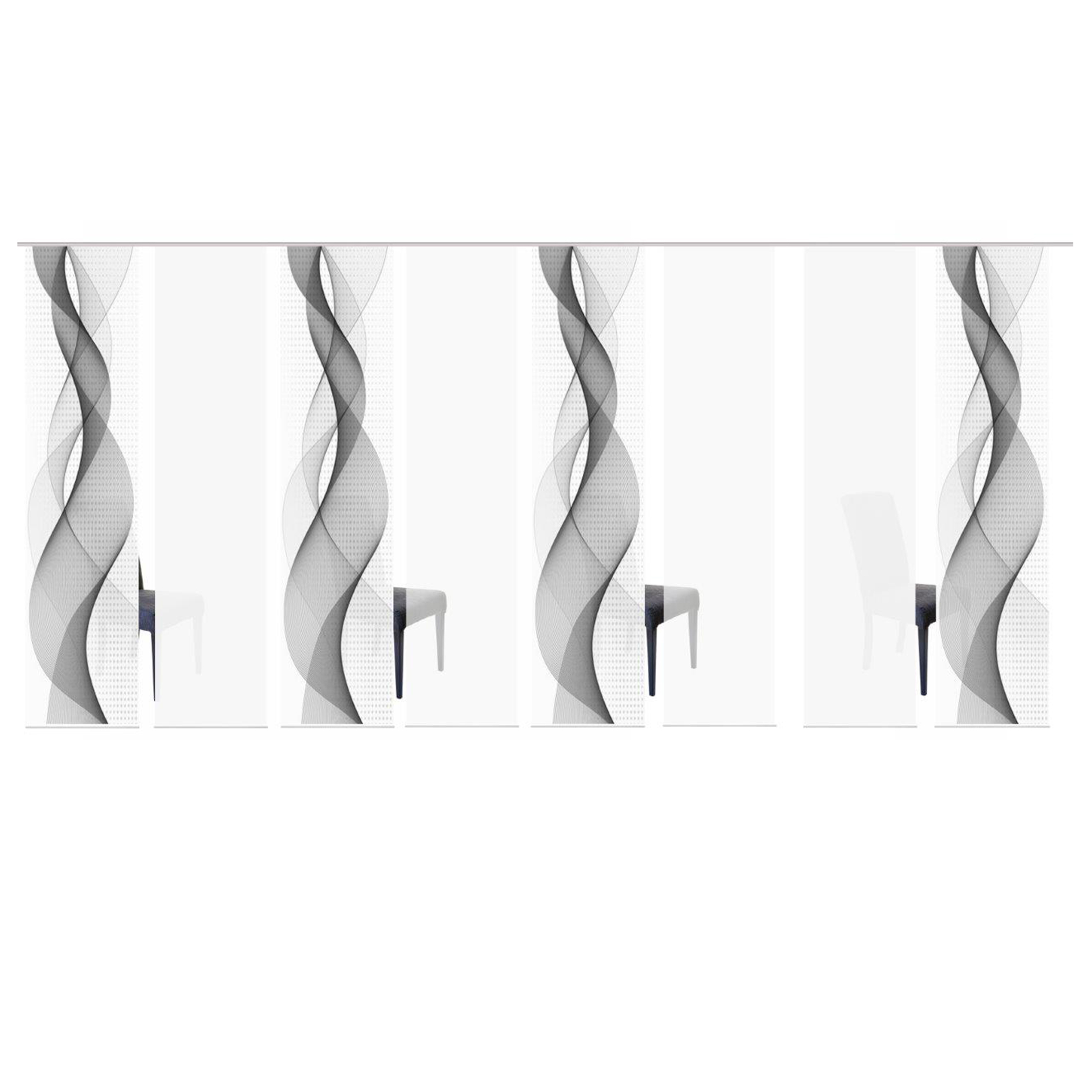 8-teiliges Schiebevorhang-Set OPALIA - grau - je 60x245 cm