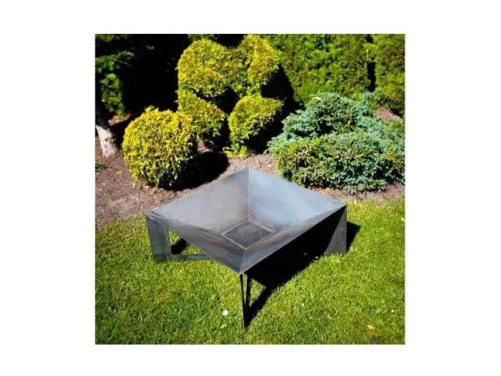 Brasero de jardin carré CUBA en acier-Acier naturel--70x70 cm--Acier naturel