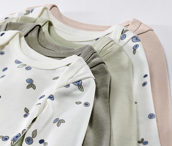 5 Baby-Langarmbodys, Blaubeere