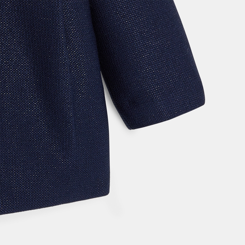 Manteau de ville pailleté fourré bleu bébé fille
