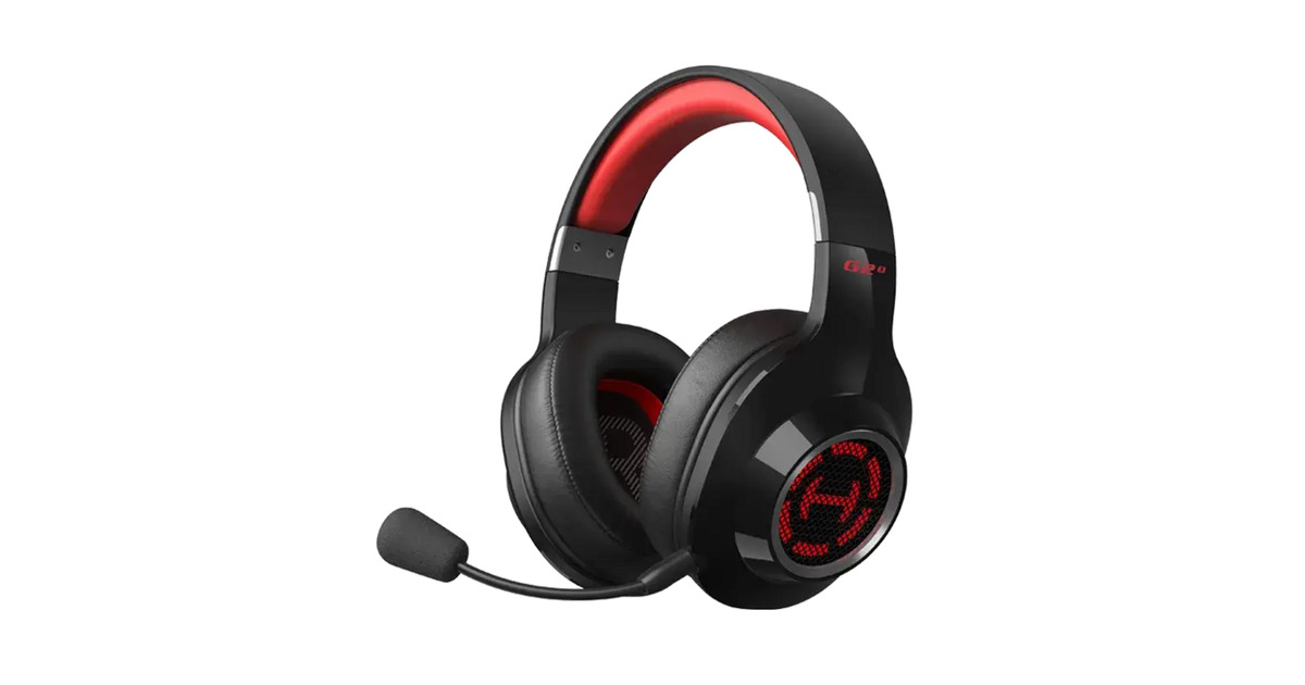 EdifierG2 S Draadloze 7.1 gamingheadset over-ear gaming headset  (Zwart/rood, RGB, Bluetooth / 2.4 GHz / USB)
