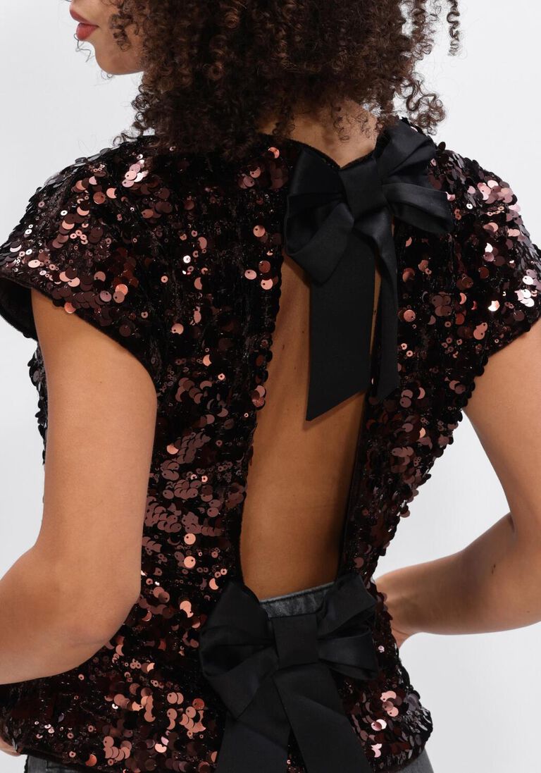 zwarte ganni top velvet sequins top
